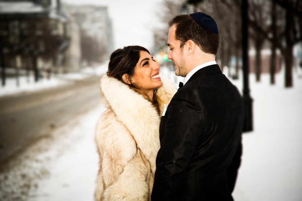 bride & groom in winter attire
